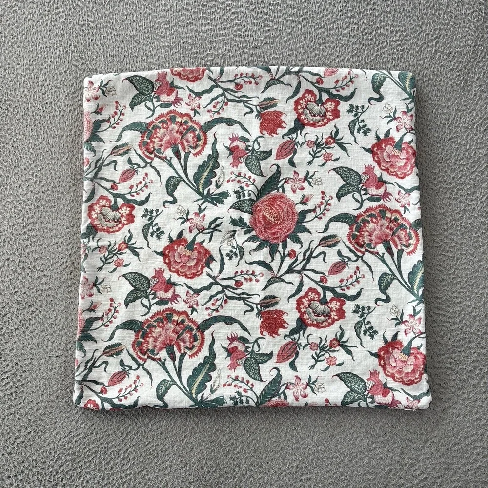 Pottery Barn Seely Pillow Cover 22x22 Floral Linen Blend Reversible